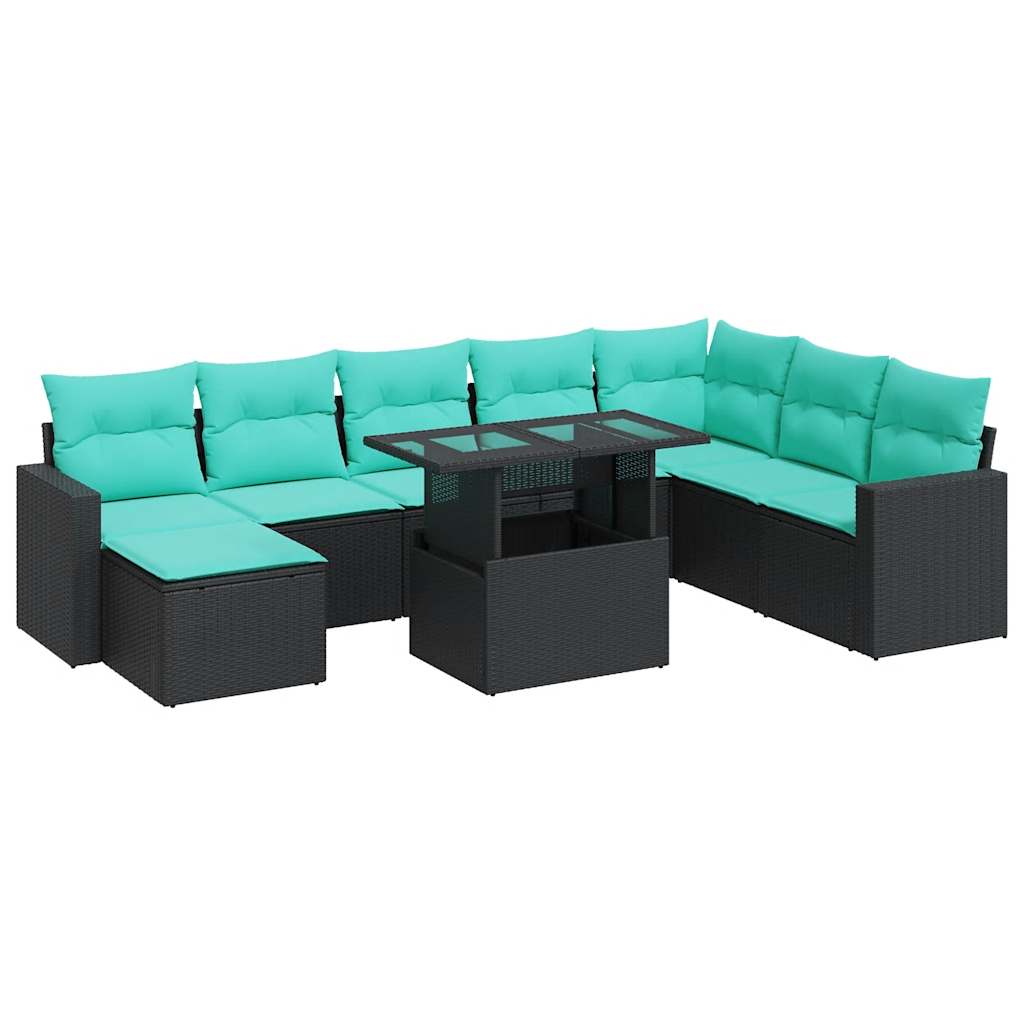 9-Tlg. Garten-Sofagarnitur Mit Kissen Poly Rattan