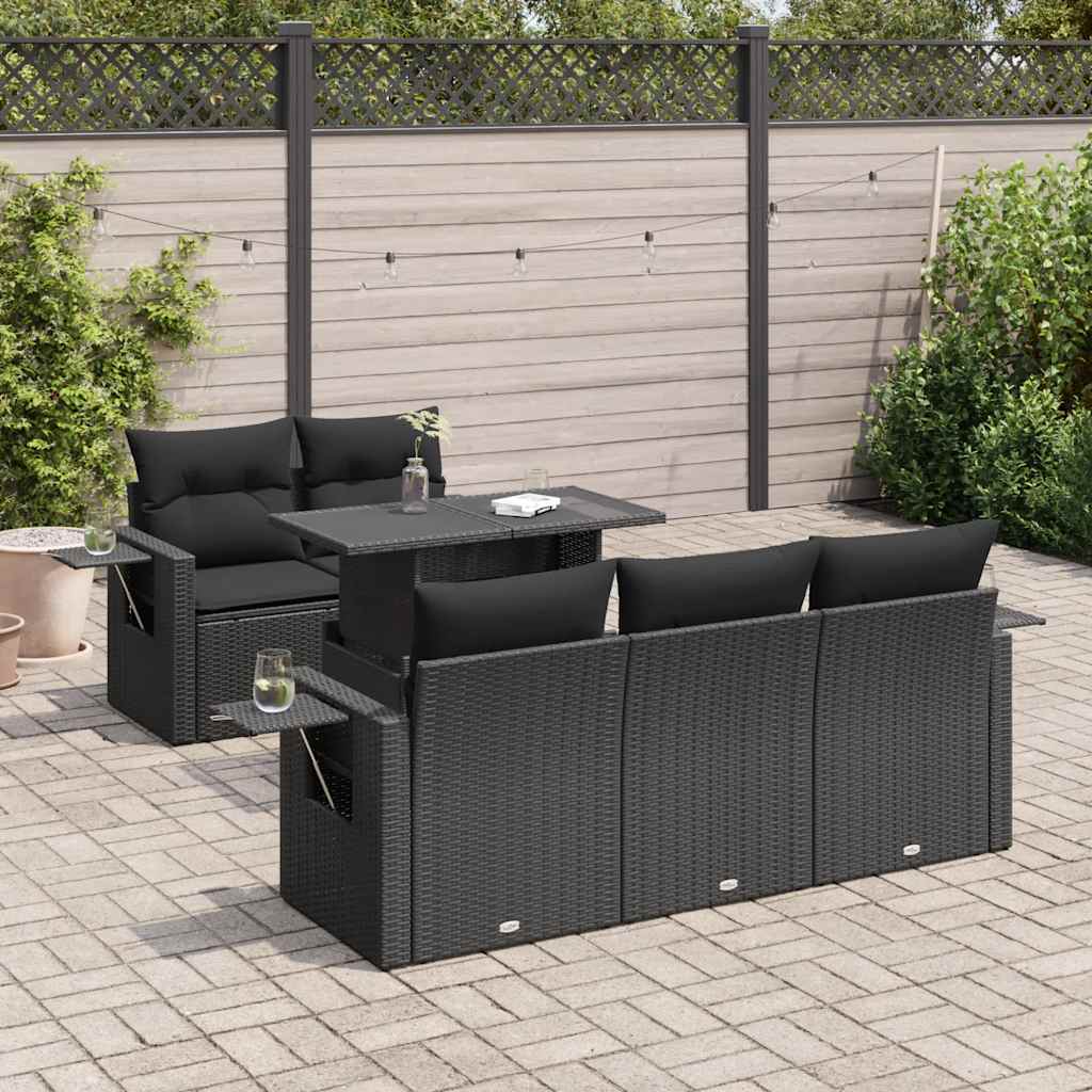 6-Tlg. Garten-Sofagarnitur Mit Kissen Poly Rattan