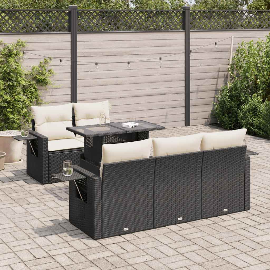 6-Tlg. Garten-Sofagarnitur Mit Kissen Poly Rattan