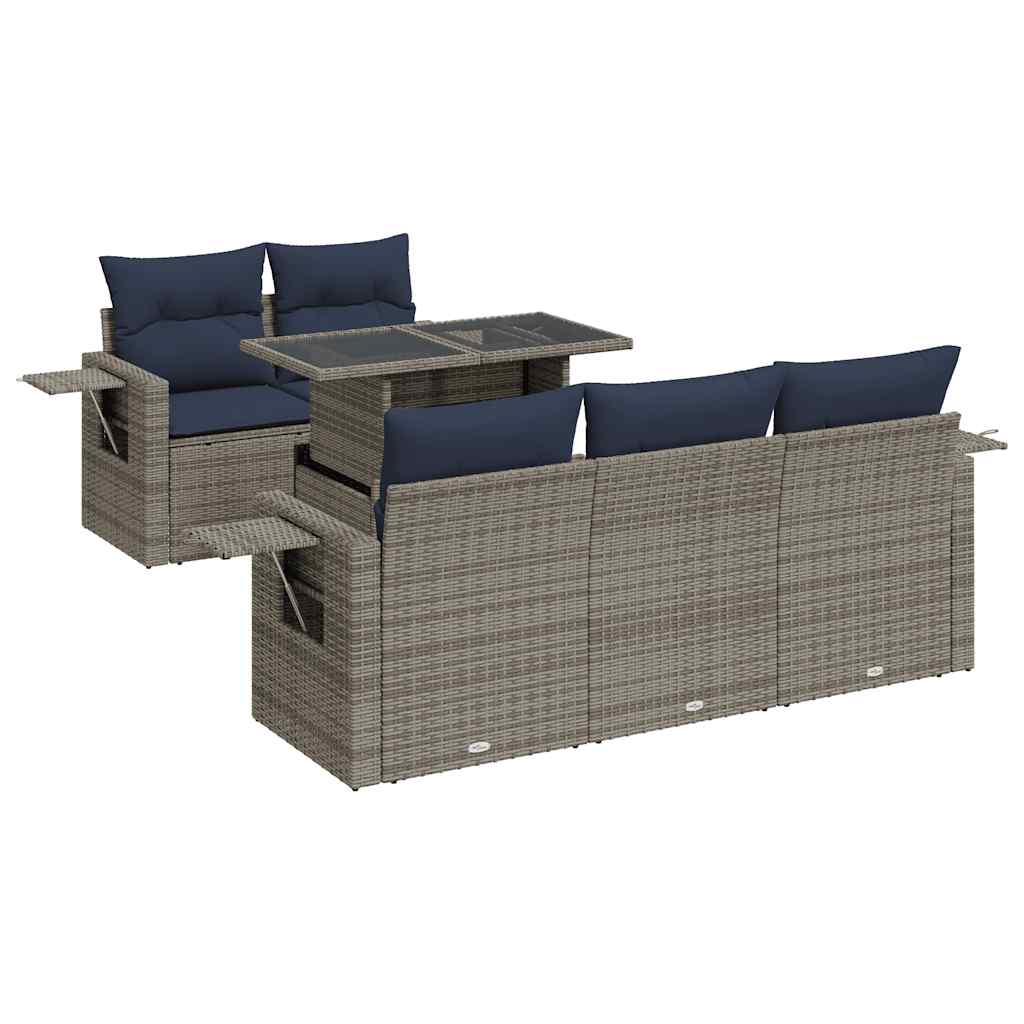 6-Tlg. Garten-Sofagarnitur Mit Kissen Poly Rattan