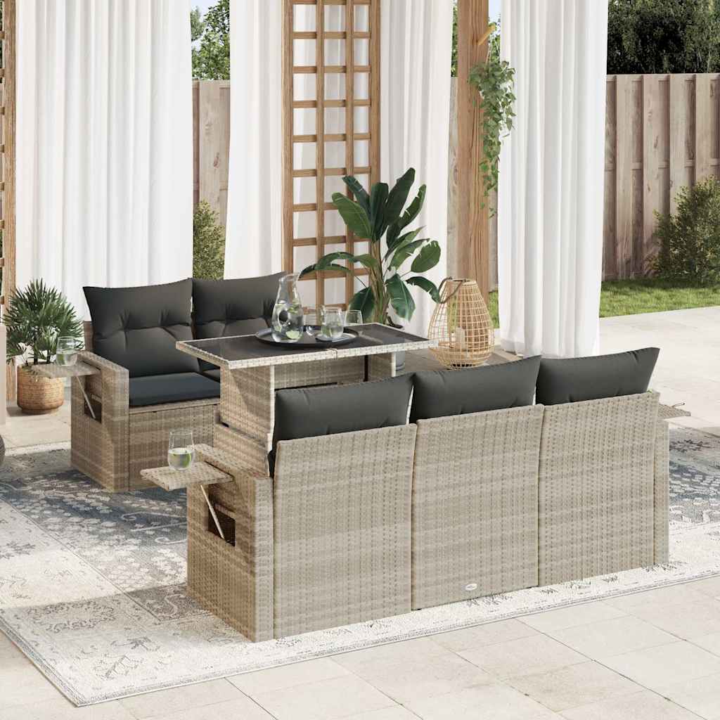 6-Tlg. Garten-Sofagarnitur Mit Kissen Poly Rattan
