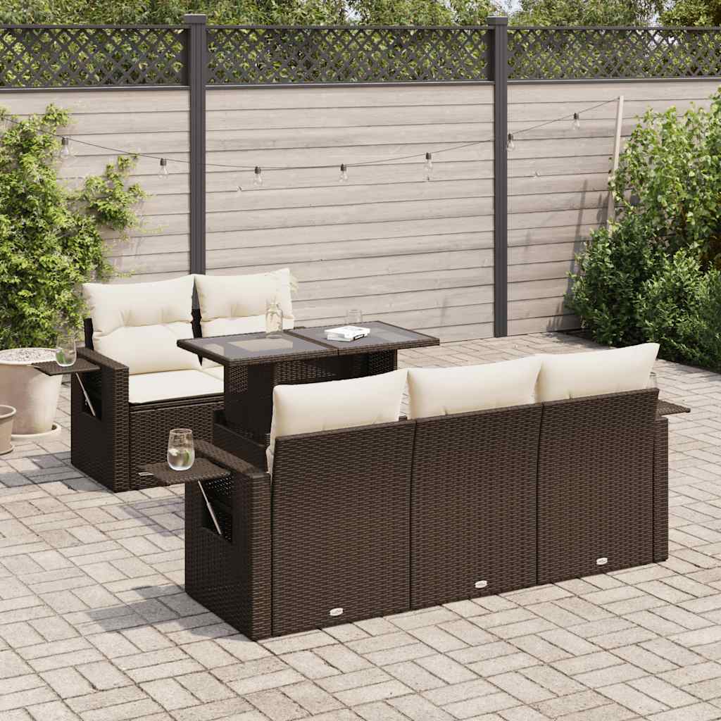 6-Tlg. Garten-Sofagarnitur Mit Kissen Poly Rattan