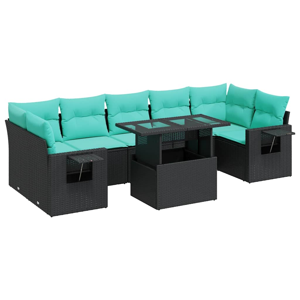 8-Tlg. Garten-Sofagarnitur Mit Kissen Poly Rattan Akazie