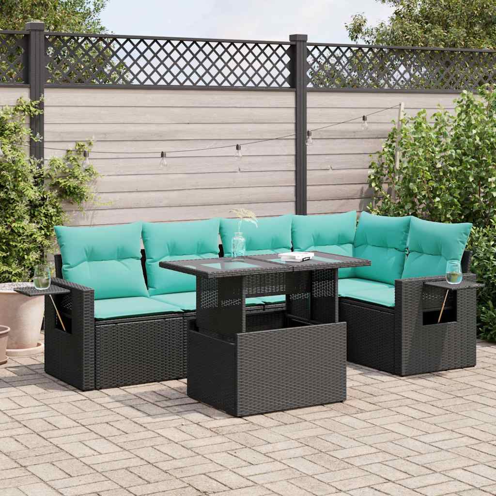 6-Teiliges Gartensofa-Set Mit Kissen, Es Polyrattan