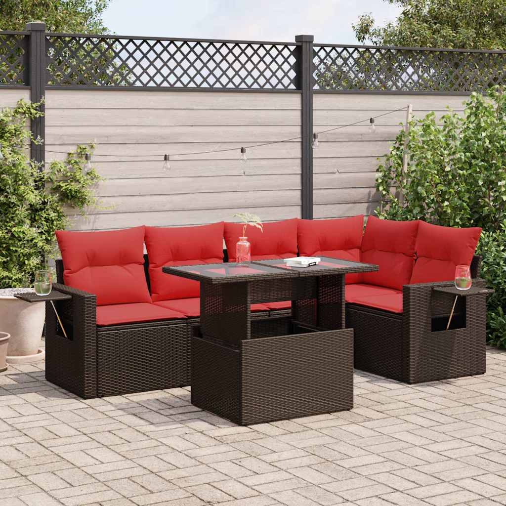 6-Teiliges Gartensofa-Set Mit Kissen, Es Polyrattan
