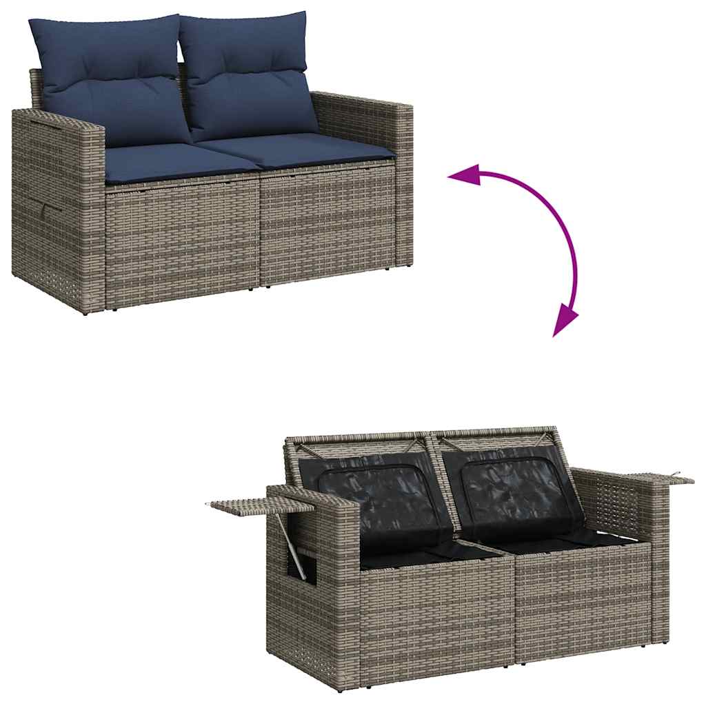 7-Tlg. Garten-Sofagarnitur Mit Kissen Poly Rattan