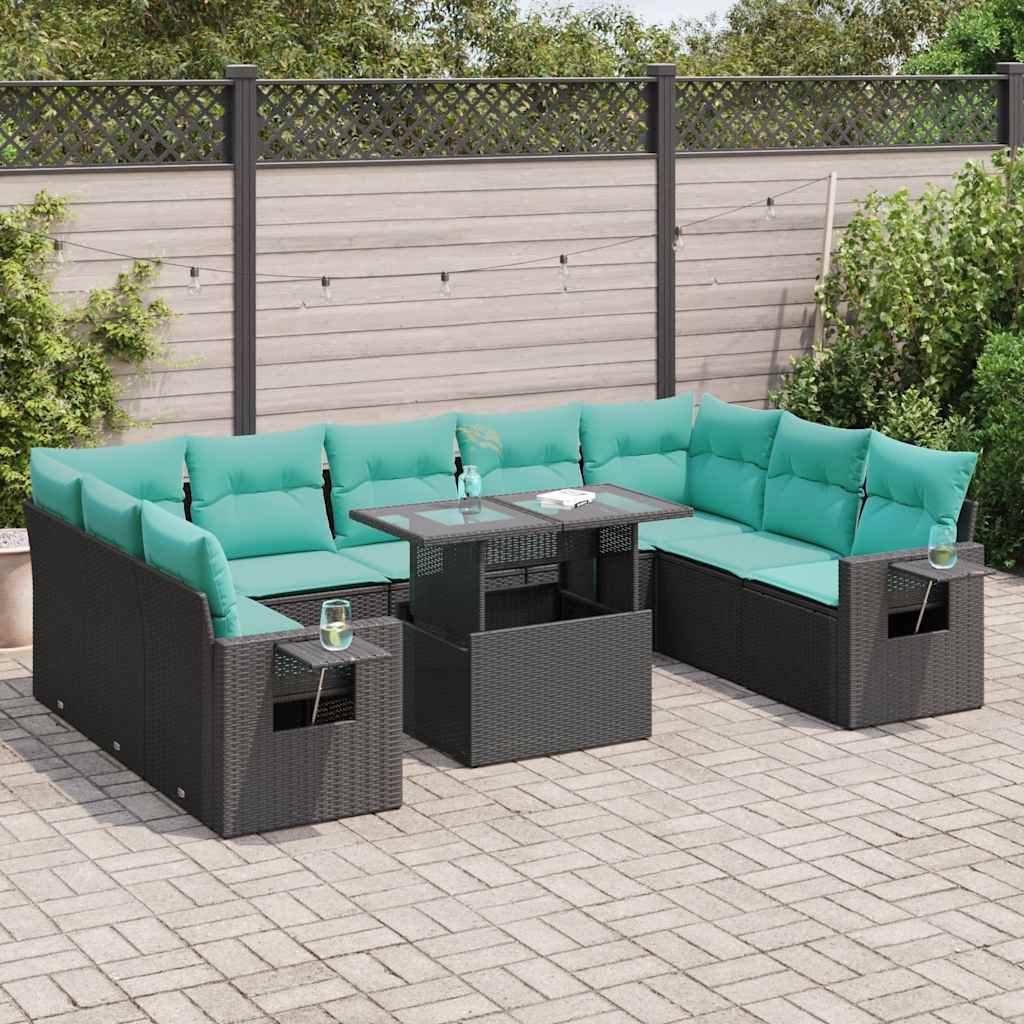 10-Teiliges Gartensofa-Set Mit Kissen, Es Polyrattan