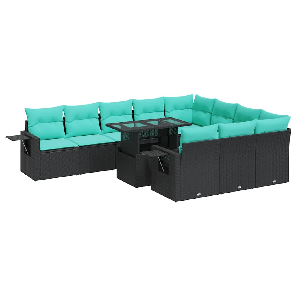11-Tlg. Garten-Sofagarnitur Mit Kissen Poly Rattan