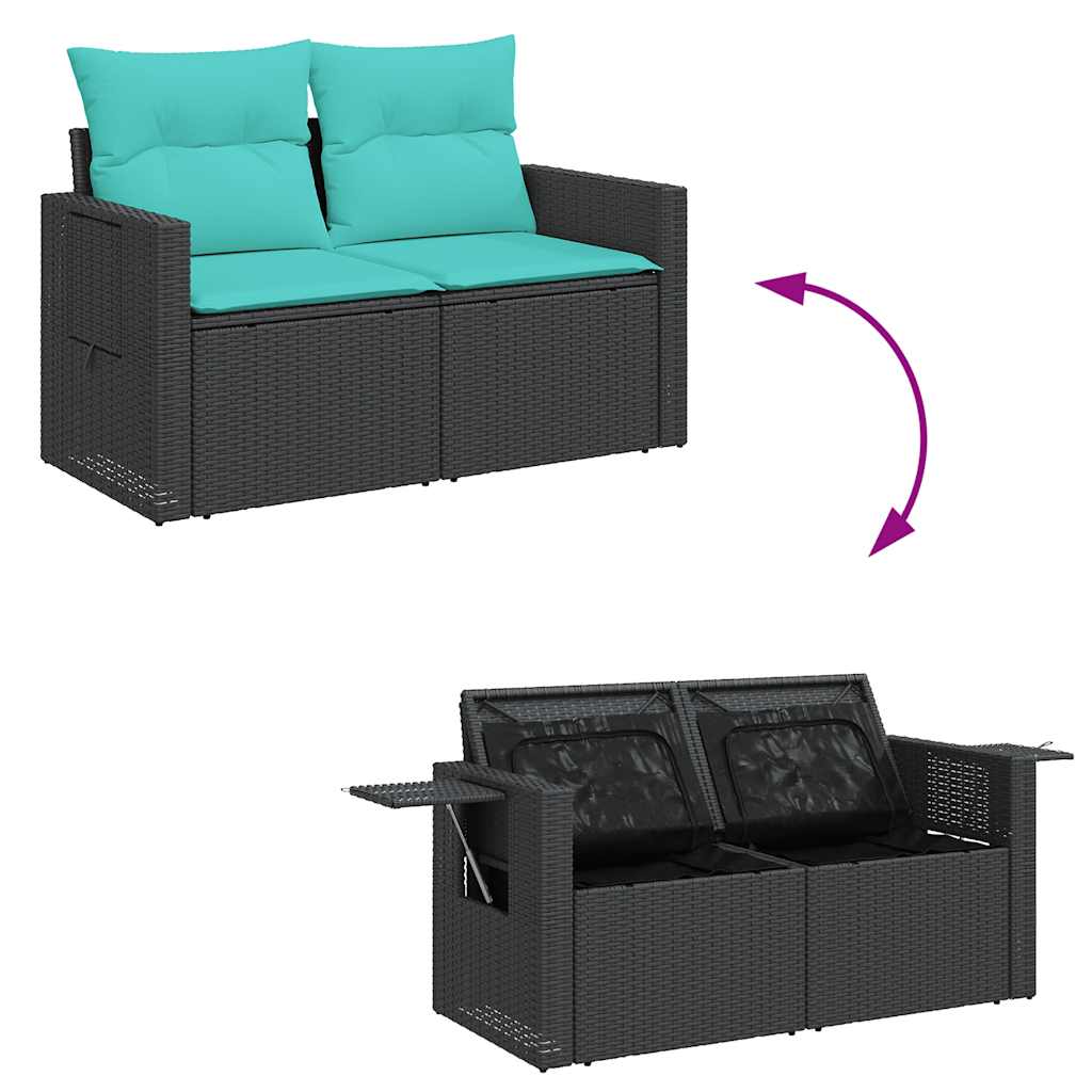 11-Tlg. Garten-Sofagarnitur Mit Kissen Poly Rattan