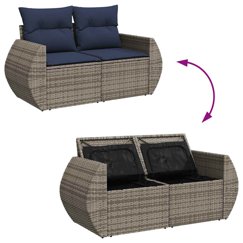5-Tlg. Garten-Sofagarnitur Mit Kissen Poly Rattan Akazie