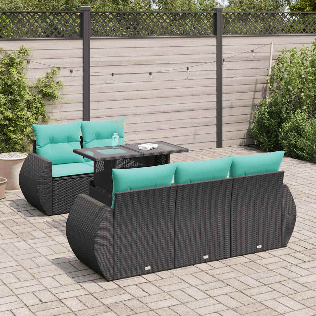 6-Tlg. Garten-Sofagarnitur Mit Kissen Poly Rattan