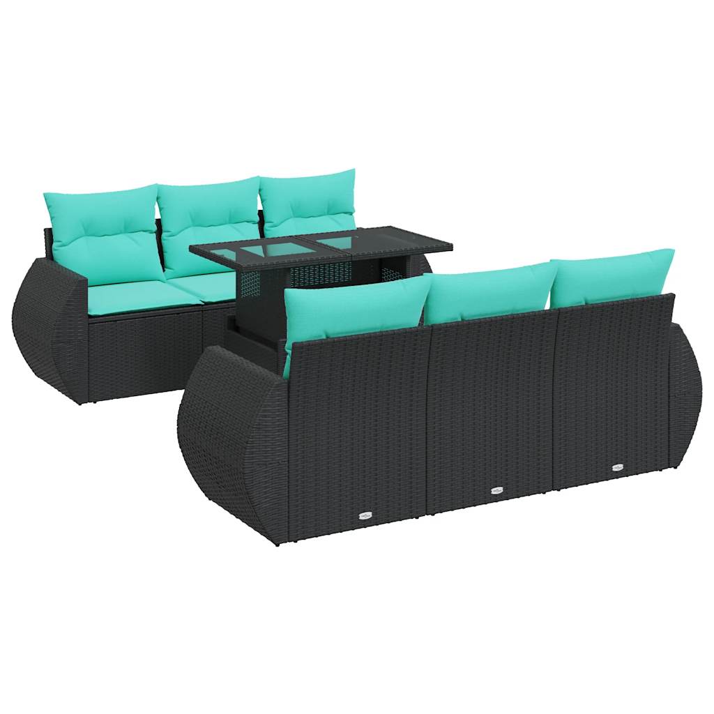 7-Tlg. Garten-Sofagarnitur Mit Kissen Poly Rattan