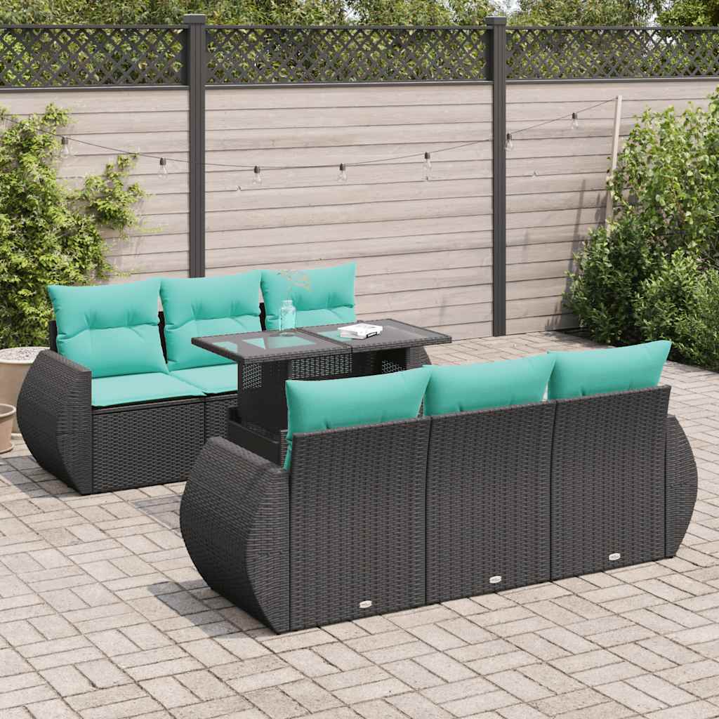 7-Tlg. Garten-Sofagarnitur Mit Kissen Poly Rattan
