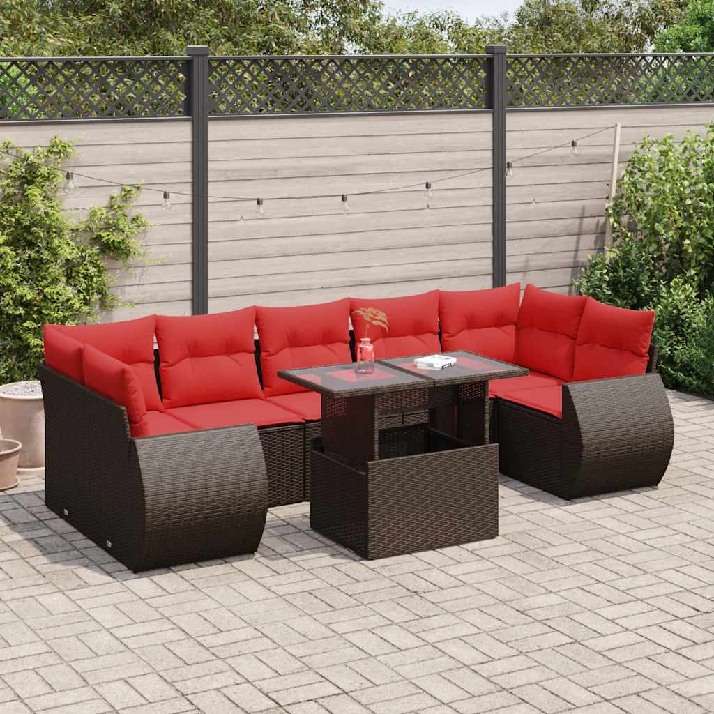 8-Teiliges Gartensofa-Set Mit Kissen, Es Polyrattan