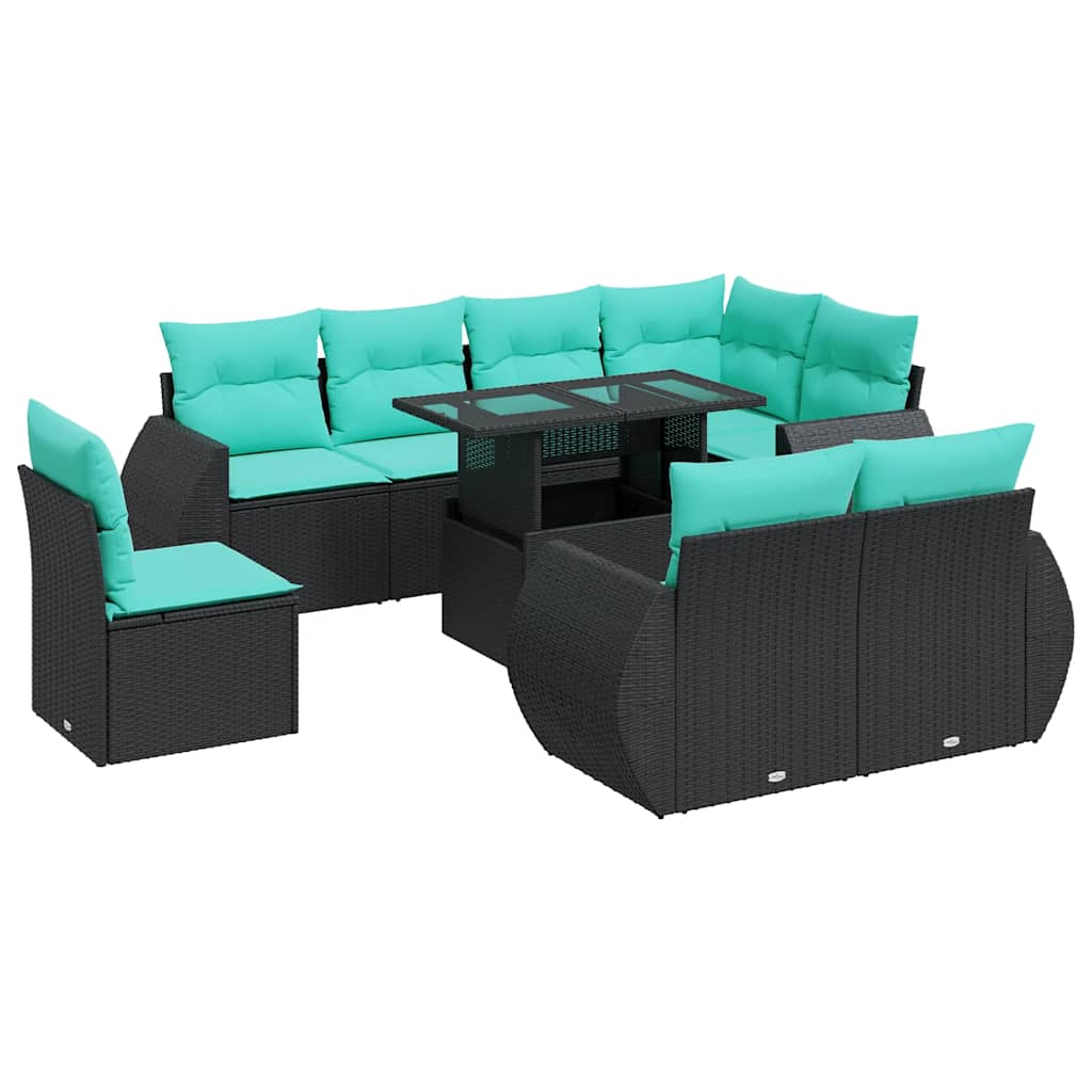 9-Tlg. Garten-Sofagarnitur Mit Kissen Poly Rattan