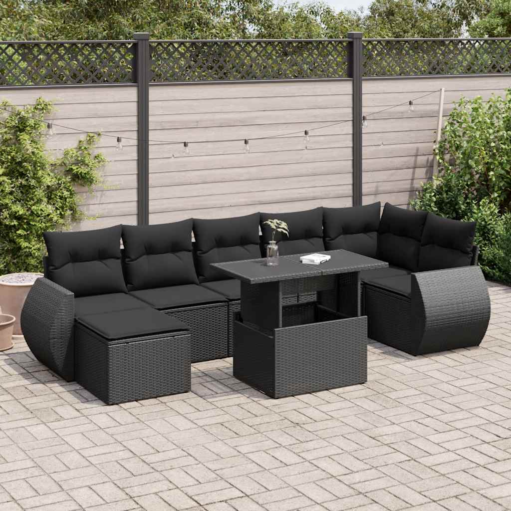8-Tlg. Garten-Sofagarnitur Mit Kissen Beige Poly Rattan