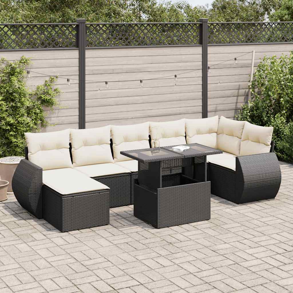 8-Tlg. Garten-Sofagarnitur Mit Kissen Beige Poly Rattan