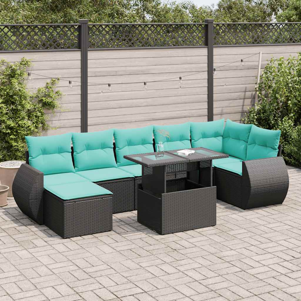 8-Teiliges Gartensofa-Set Mit Kissen, Es Polyrattan
