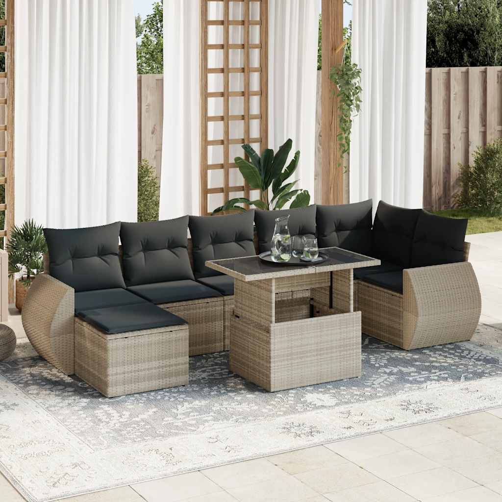 8-Tlg. Garten-Sofagarnitur Mit Kissen Beige Poly Rattan