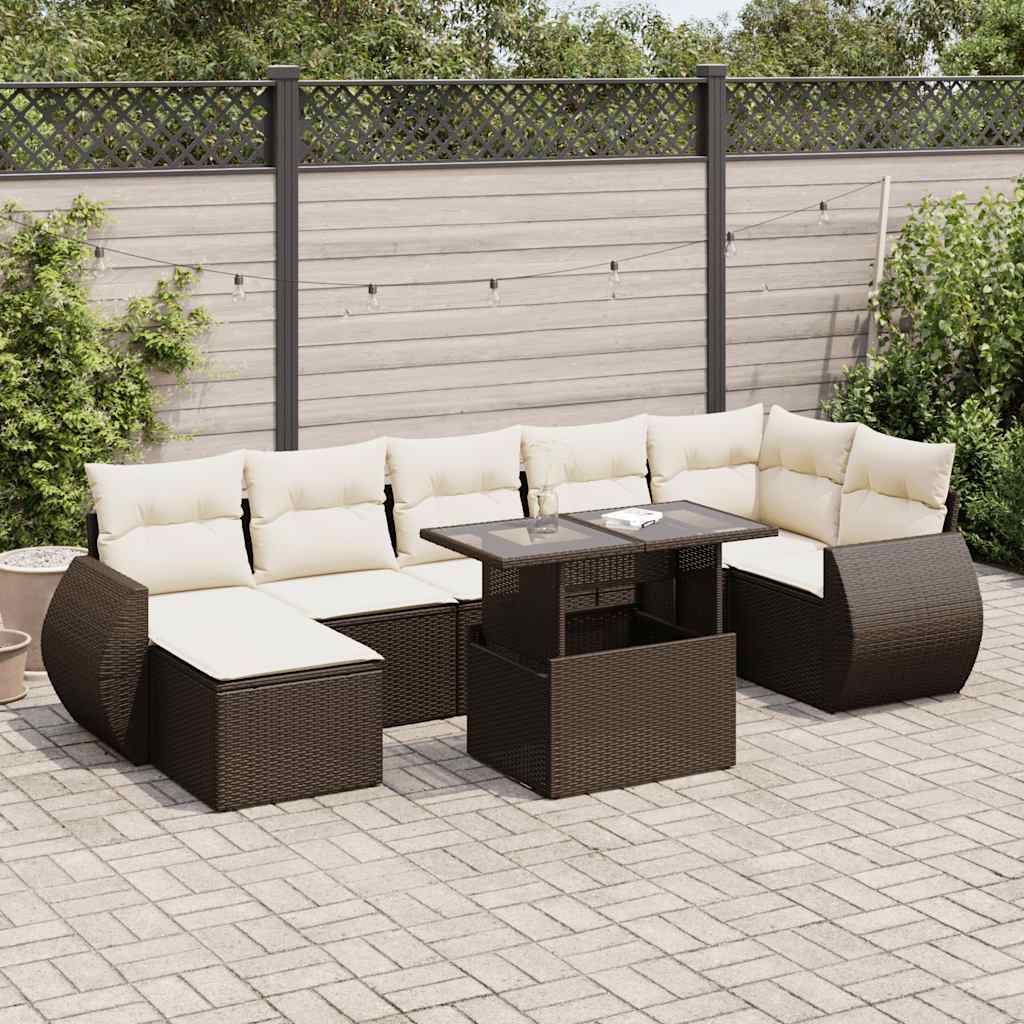 8-Tlg. Garten-Sofagarnitur Mit Kissen Beige Poly Rattan