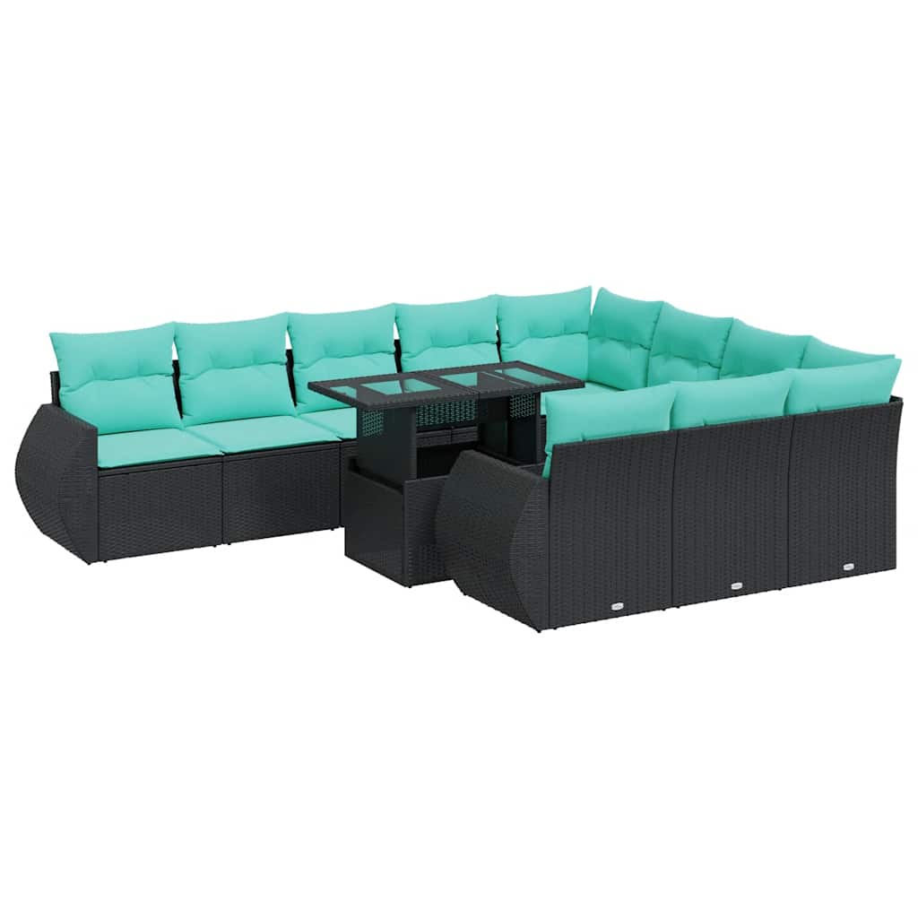 11-Tlg. Garten-Sofagarnitur Mit Kissen Poly Rattan