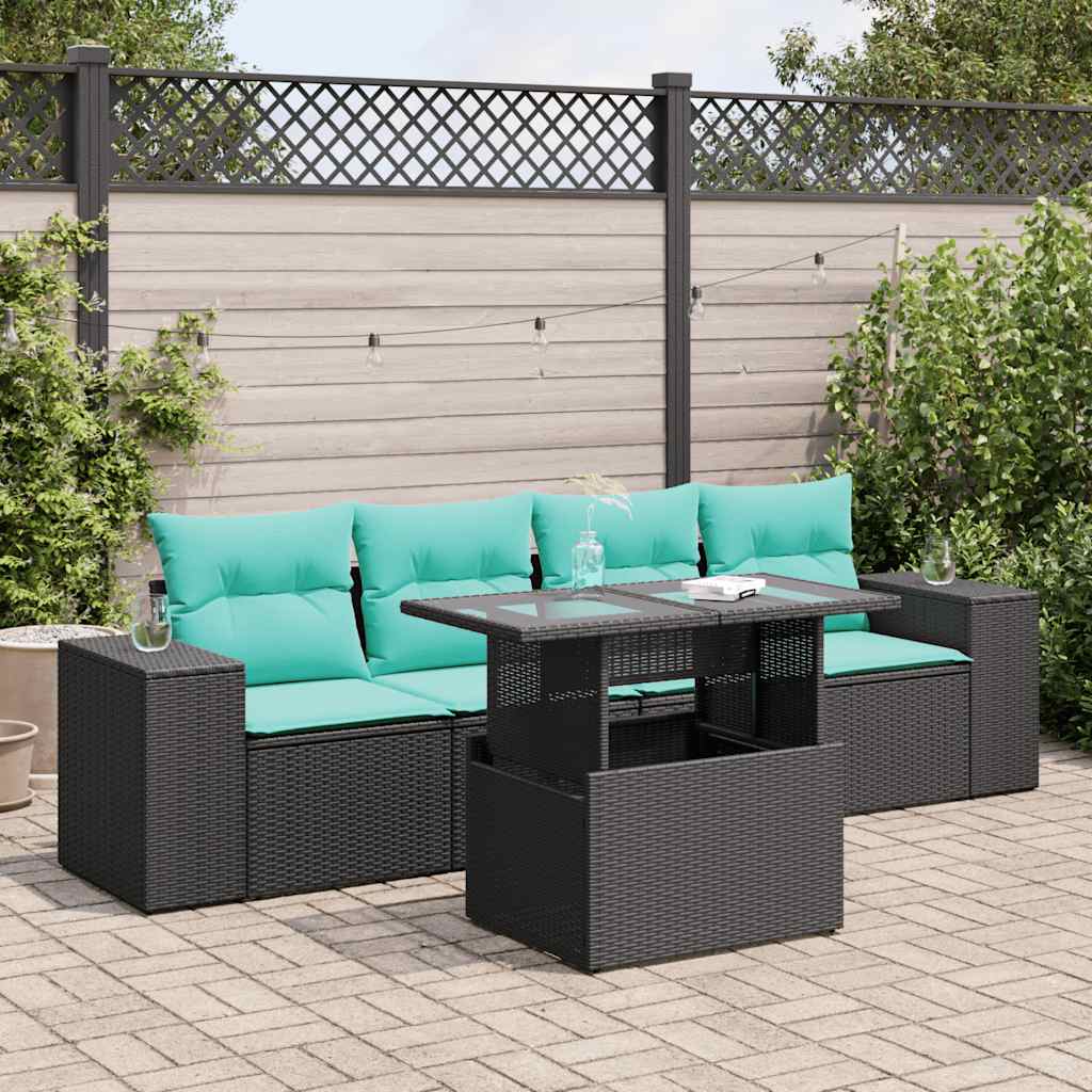 5-Teiliges Gartensofa-Set Mit Kissen, Es Polyrattan
