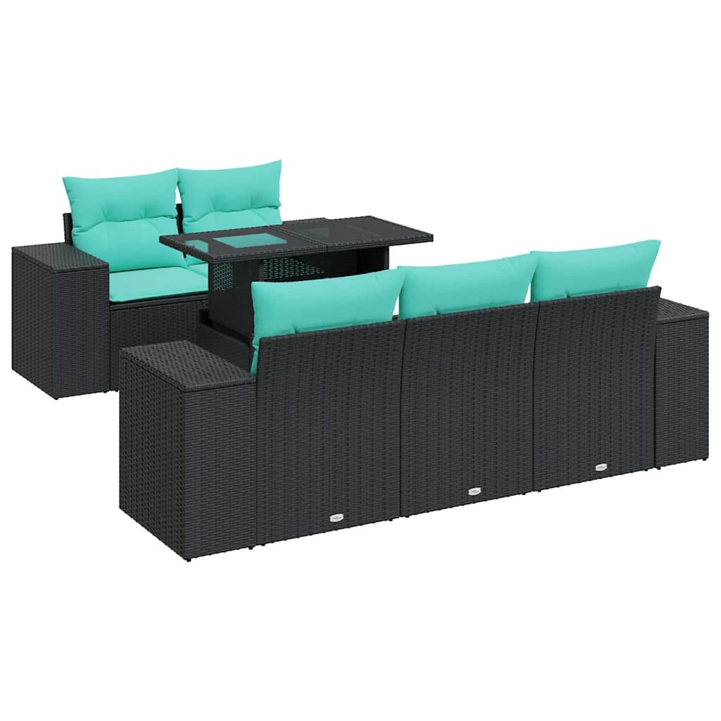 6-Tlg. Garten-Sofagarnitur Mit Kissen Poly Rattan