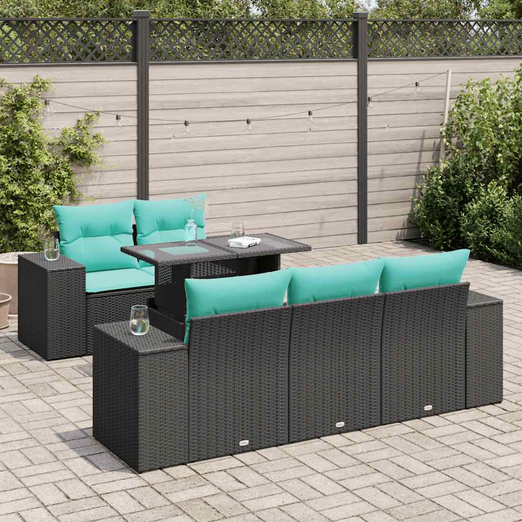 6-Tlg. Garten-Sofagarnitur Mit Kissen Poly Rattan