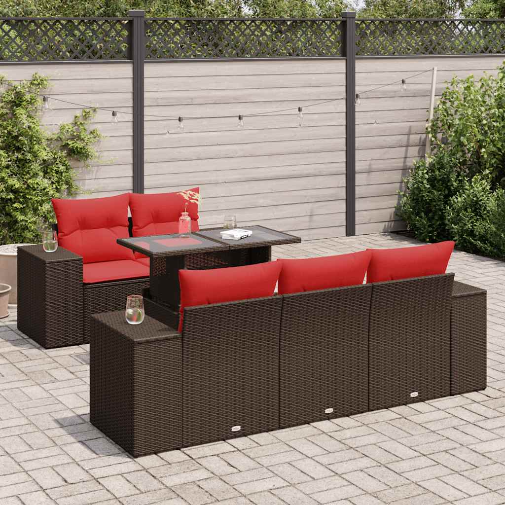 6-Tlg. Garten-Sofagarnitur Mit Kissen Poly Rattan