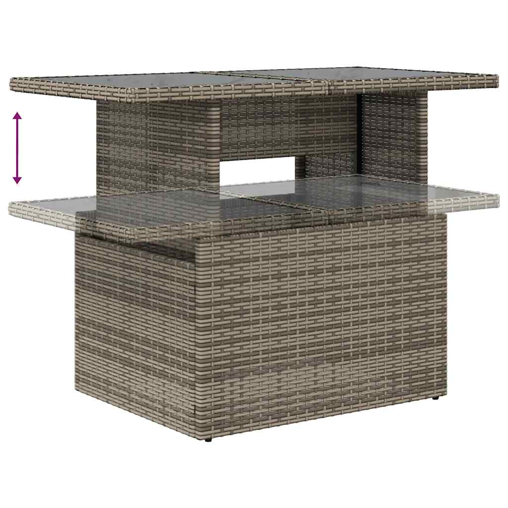7-Tlg. Garten-Sofagarnitur Mit Kissen Poly Rattan Akazie