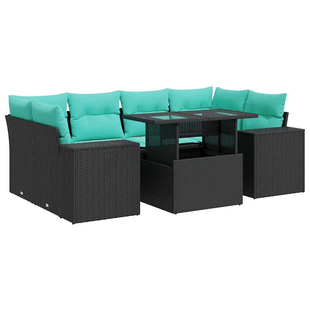 7-Tlg. Garten-Sofagarnitur Mit Kissen Poly Rattan