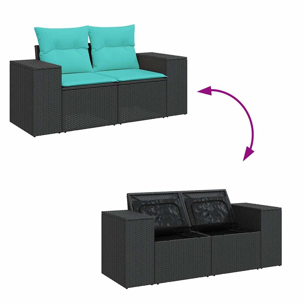 7-Tlg. Garten-Sofagarnitur Mit Kissen Poly Rattan