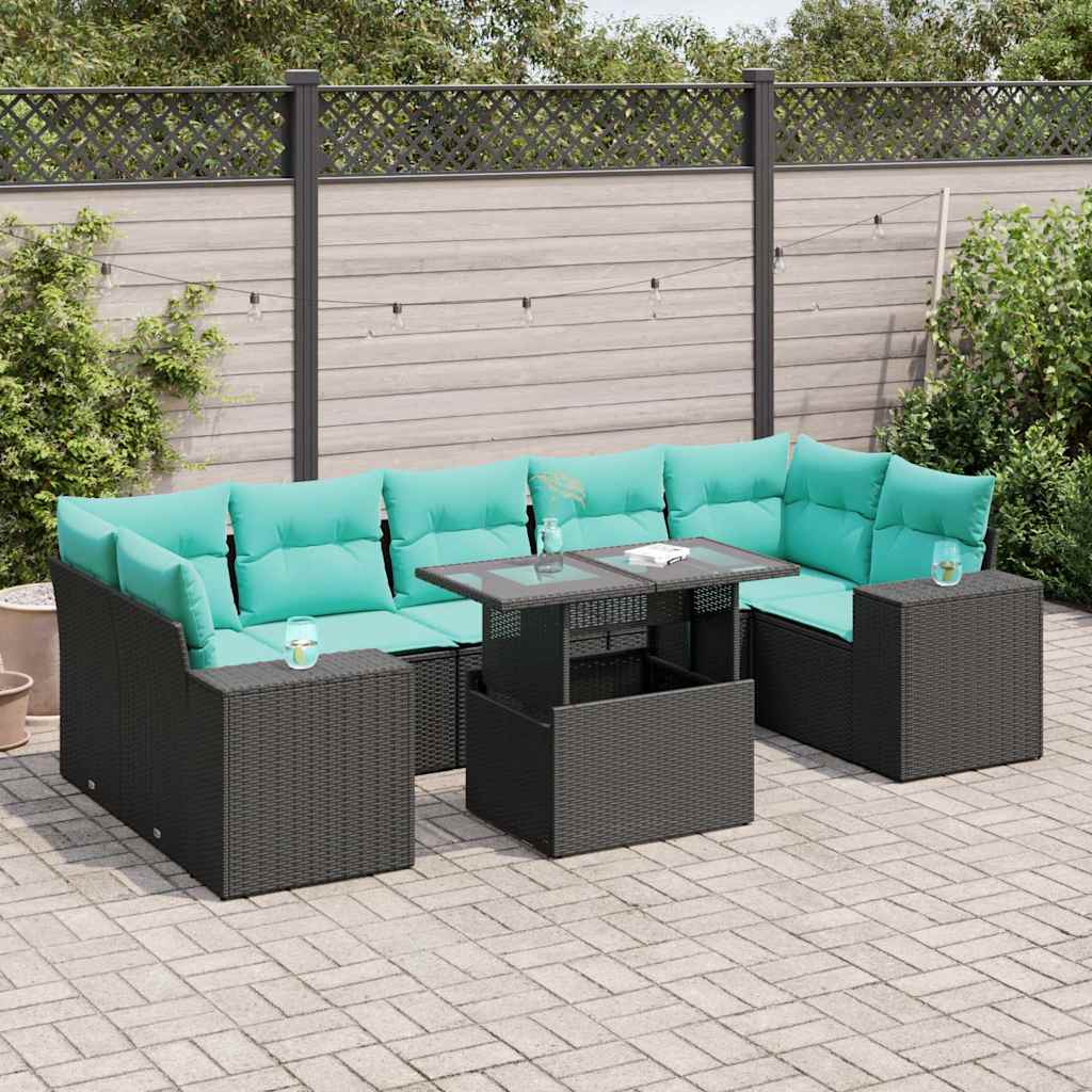 8-Teiliges Gartensofa-Set Mit Kissen, Es Polyrattan