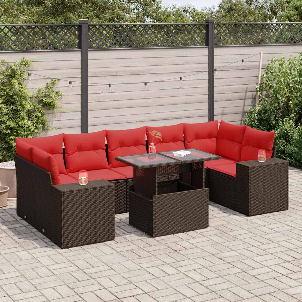 8-Teiliges Gartensofa-Set Mit Kissen, Es Polyrattan