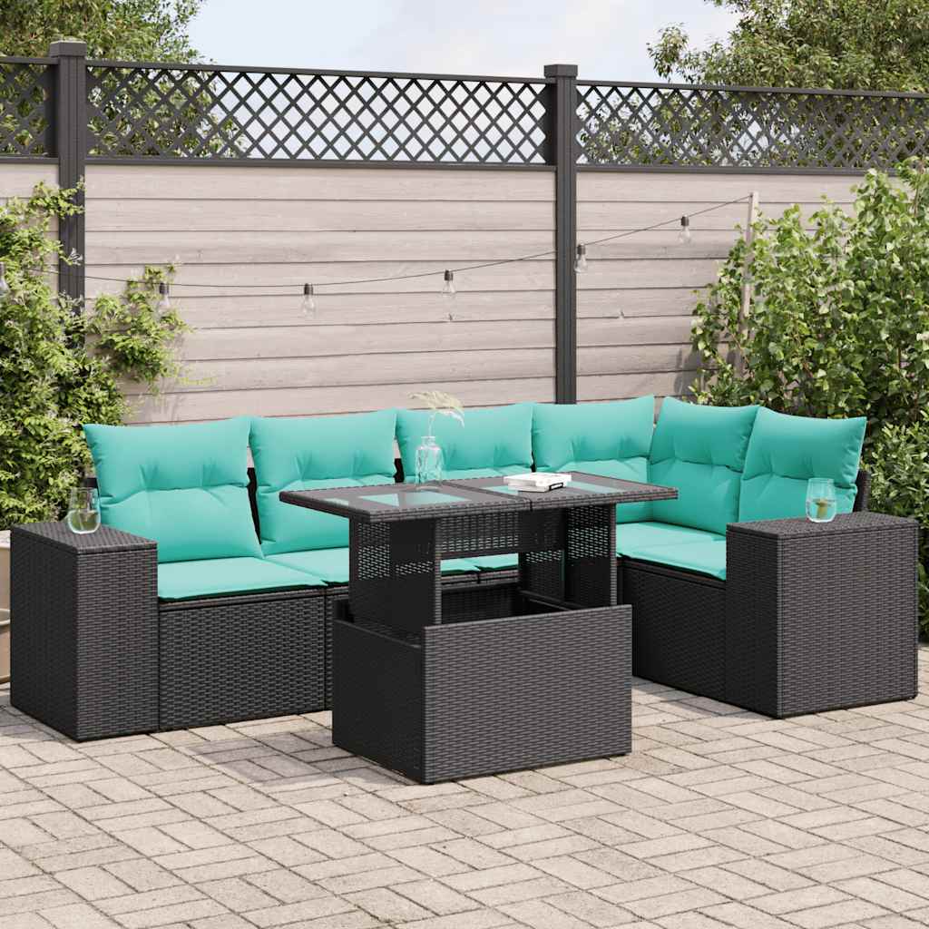 6-Teiliges Gartensofa-Set Mit Kissen, Es Polyrattan