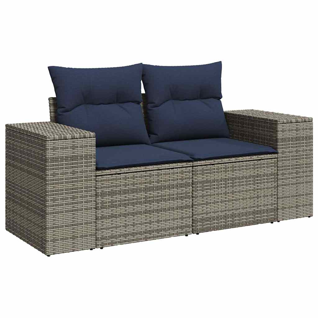 7-Tlg. Garten-Sofagarnitur Mit Kissen Poly Rattan Akazie