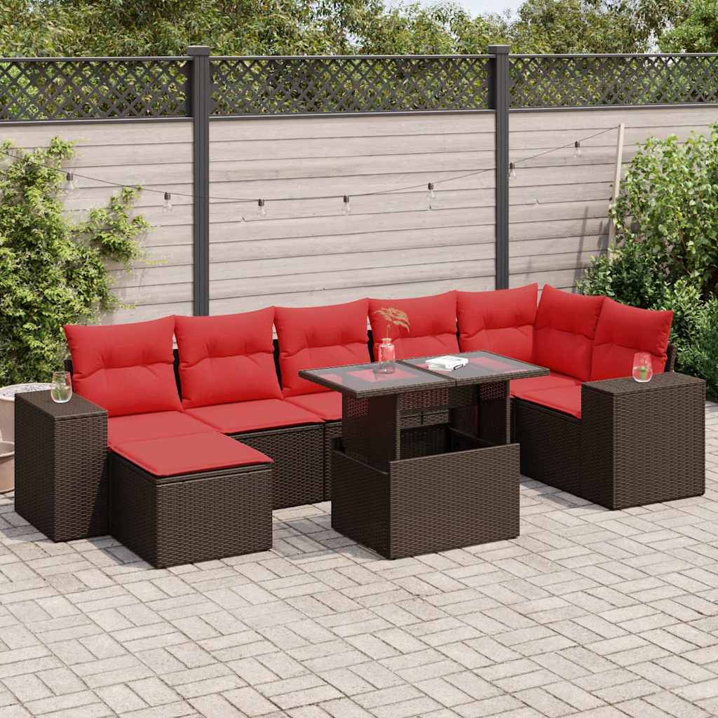 8-Teiliges Gartensofa-Set Mit Kissen, Es Polyrattan
