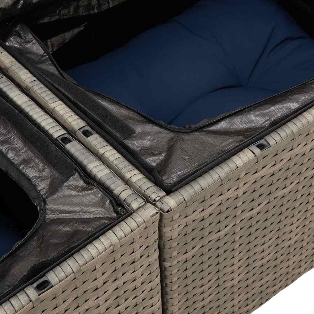 9-Tlg. Garten-Sofagarnitur Mit Kissen Poly Rattan Akazie