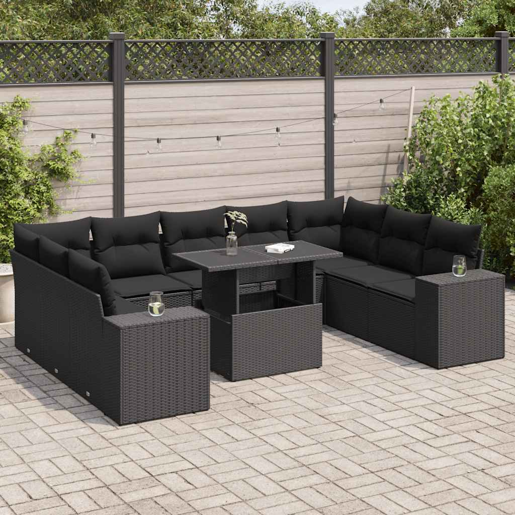 10-Tlg. Garten-Sofagarnitur Mit Kissen Poly Rattan