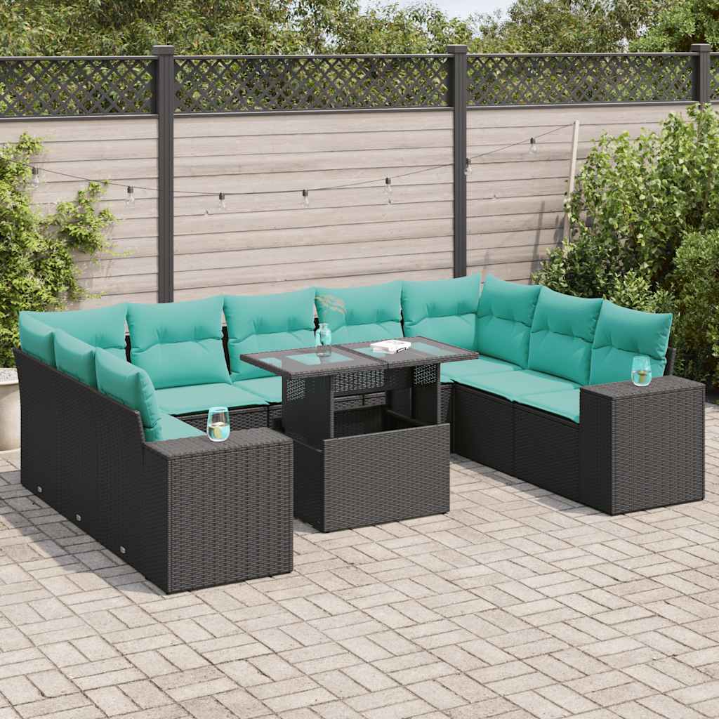 10-Teiliges Gartensofa-Set Mit Kissen, Es Polyrattan