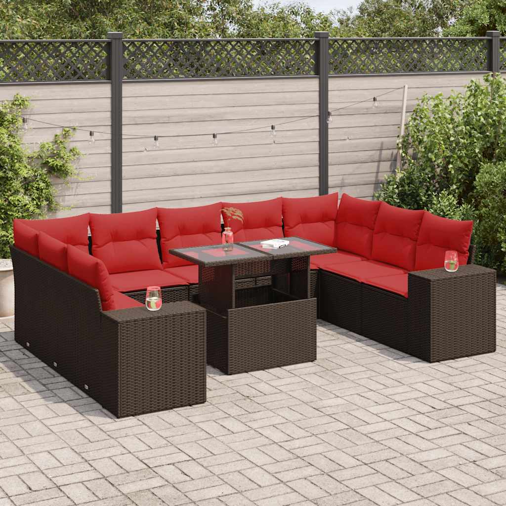 10-Teiliges Gartensofa-Set Mit Kissen, Es Polyrattan