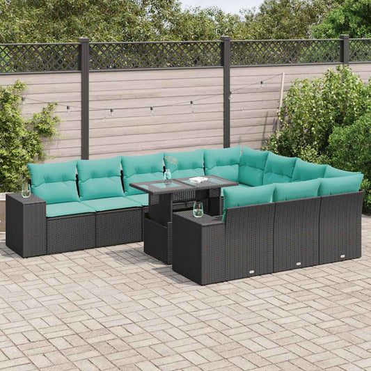 11-Tlg. Garten-Sofagarnitur Mit Kissen Poly Rattan
