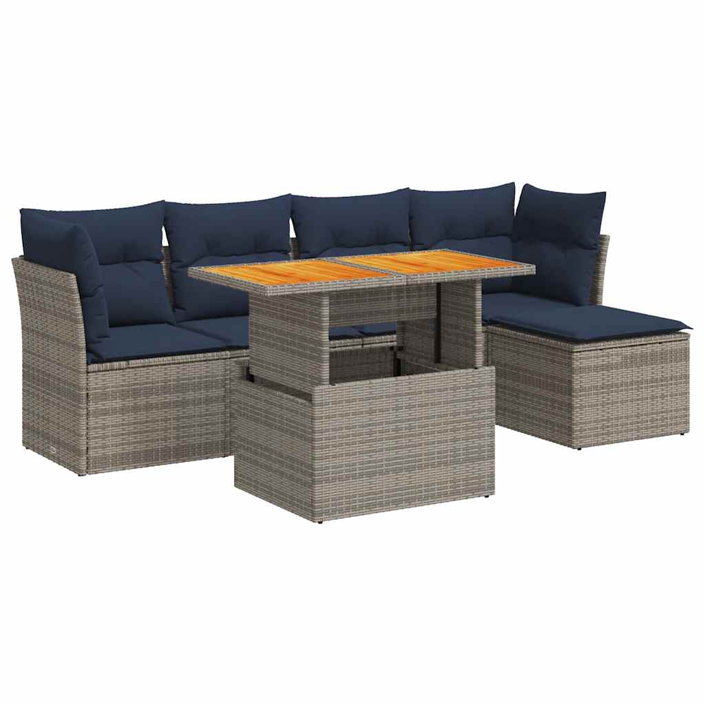 6-Tlg. Garten-Sofagarnitur Mit Kissen Poly Rattan