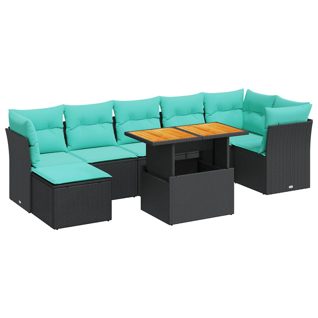 8-Tlg. Garten-Sofagarnitur Mit Kissen Poly Rattan