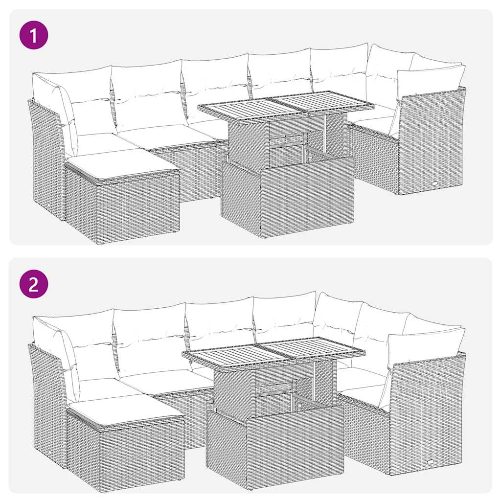 8-Tlg. Garten-Sofagarnitur Mit Kissen Poly Rattan