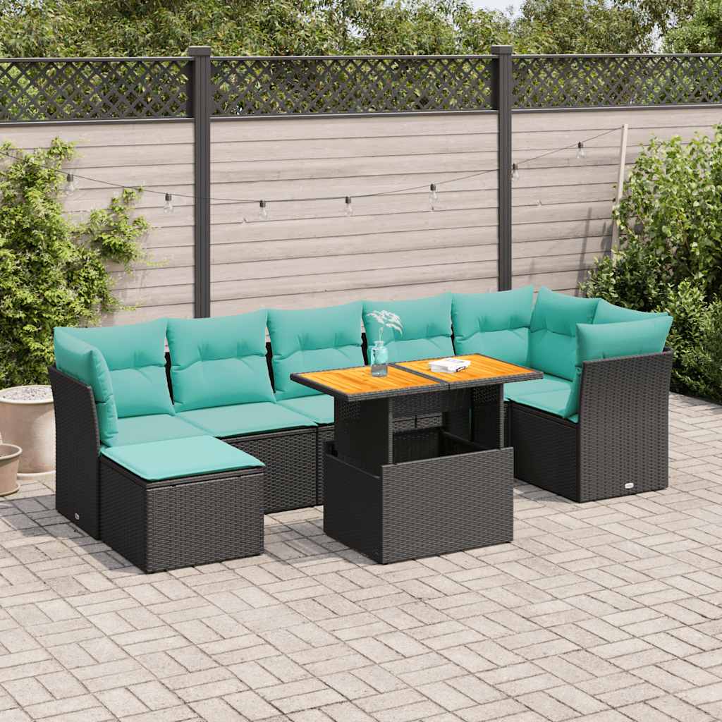 8-Tlg. Garten-Sofagarnitur Mit Kissen Poly Rattan