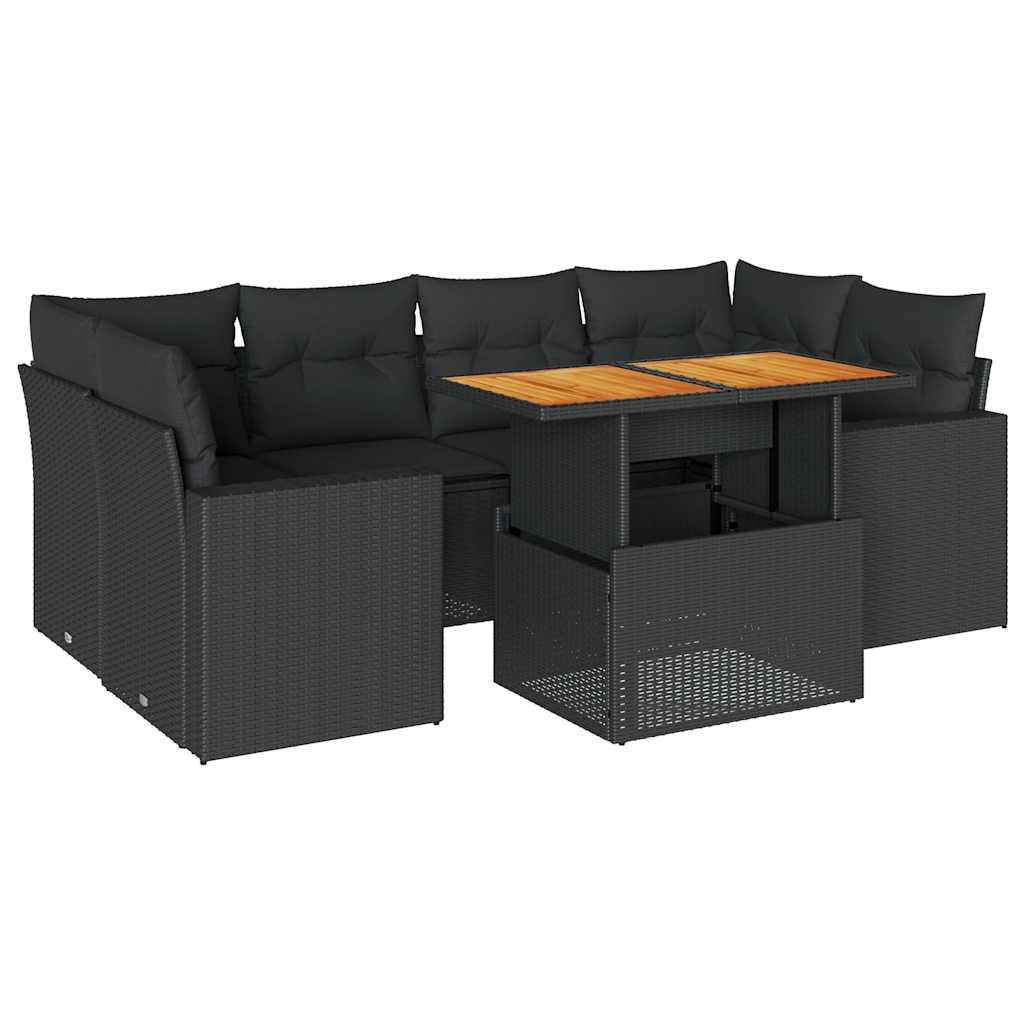 7-Tlg. Garten-Sofagarnitur Mit Kissen Poly Rattan