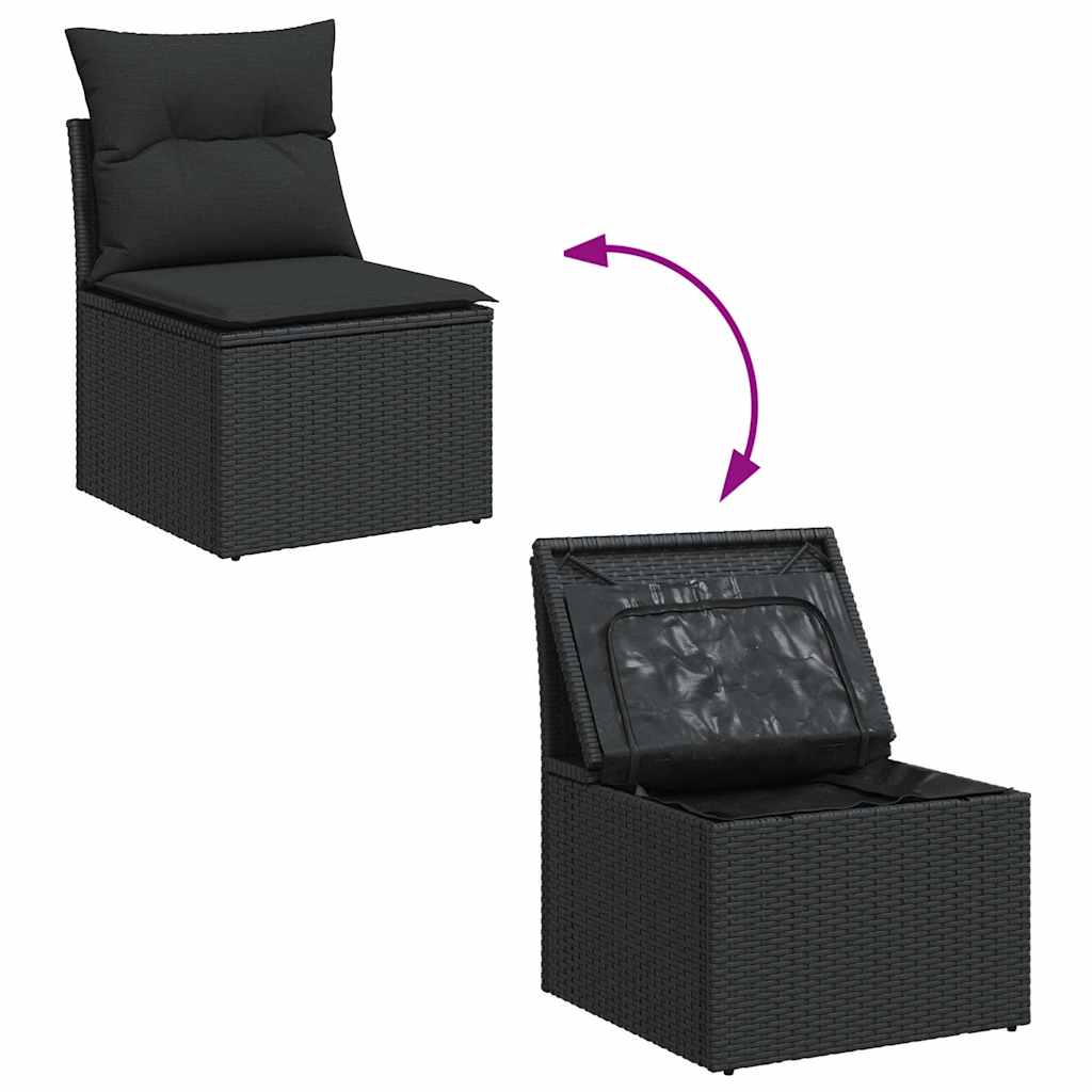 7-Tlg. Garten-Sofagarnitur Mit Kissen Poly Rattan