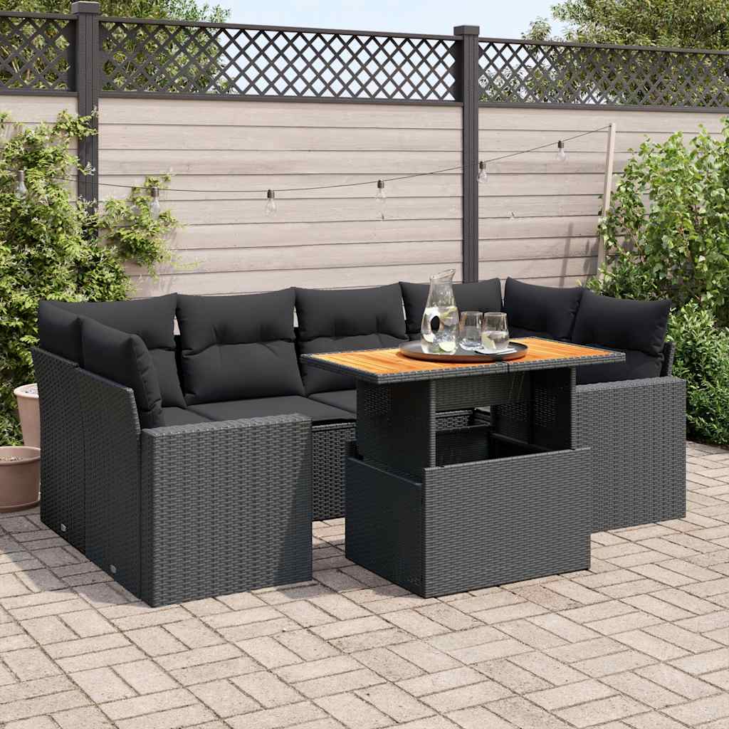 7-Tlg. Garten-Sofagarnitur Mit Kissen Poly Rattan