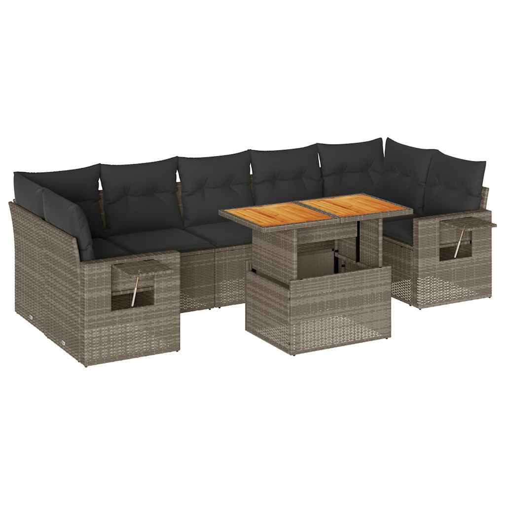8-Tlg. Garten-Sofagarnitur Mit Kissen Poly Rattan